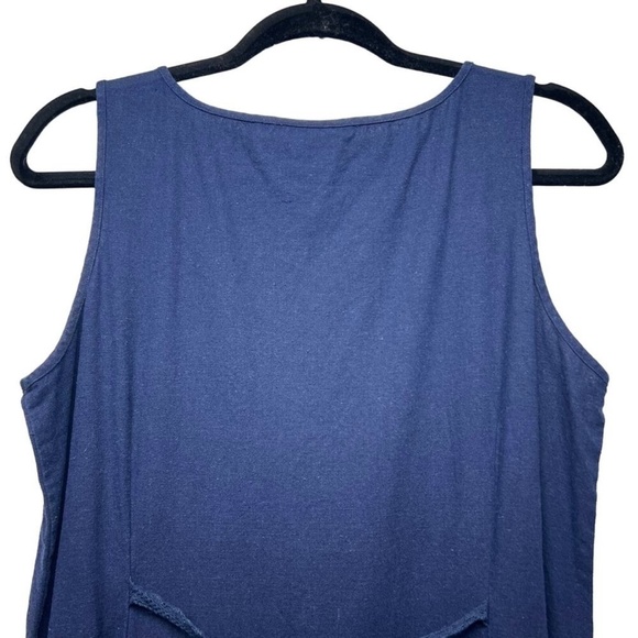 April Cornell Linen Blend Sleeveless Navy Blue Womens Maxi Denim Dress Sz Small - Picture 7 of 9